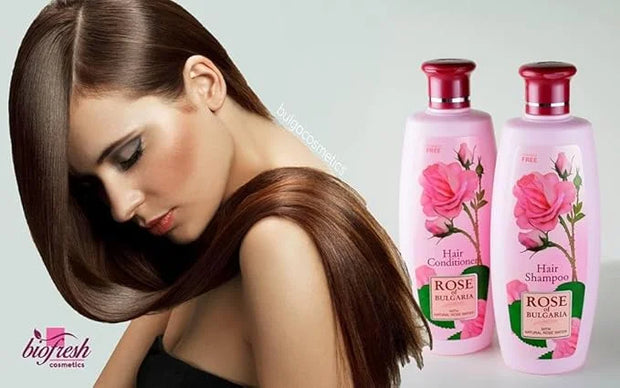 Rose of Bulgaria Gift Set for Women - Hair Shampoo, Cosmetic Soap, Hand Cream with Rose Water - Product Image