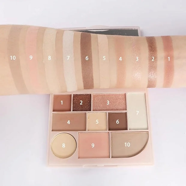 Shimmer Matte Eyeshadow Palette.Longwearing Highly Pigmented Natural Beige