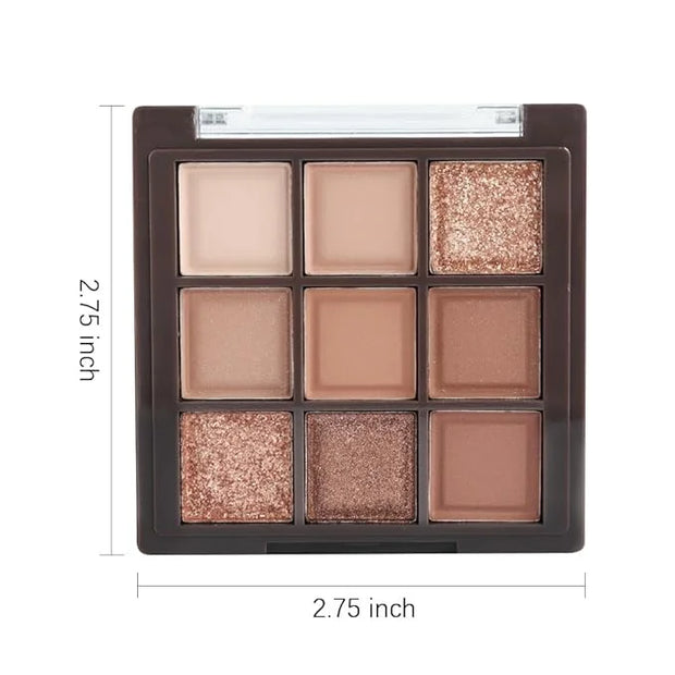 Neutral Brown Eye Shadow palette- Rose Gold Dark Brown Eyeshadow Palette Colorful 9 Colors, Matte Shimmer Highly Pigmented...