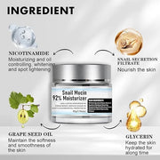 Crema de Baba de Caracol Original, Vitamin C Facial Serum 1.01 Oz, Snail Mucin 92% Moisturizer Daily Face Gel Cream1.76 Oz...