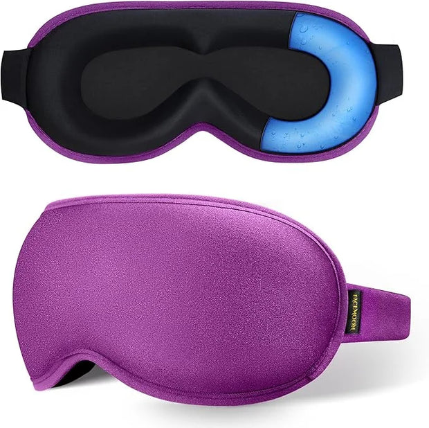 Cooling Gel 3D Sleep Eye Mask-Weighted Blackout Sleep Mask & Cold Compress for Dark Circles, Dry Eyes, and Puffiness - Com...