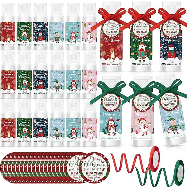 24 Set Christmas Hand Cream Gift Moisturizing Hand Lotion for Women Travel Size Lotion for Christmas Party Favors with Car...