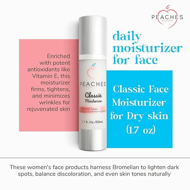 Hydrating Vegan Moisturizer with Vitamin E, Gotu Kola, and Pineapple – Age-Defying Face Cream for All Skin Types – Classic...