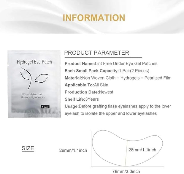 Eyelash Extension Gel Pads Kit - Lint Free False Eyelash Lash Extension Makeup Eye Gel Pads (200Pack) - Product Image