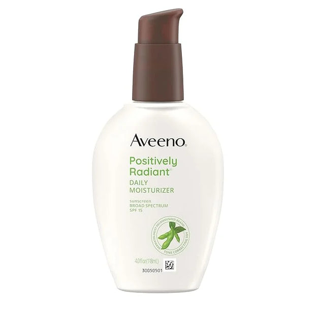 Aveeno Positively Radiant Daily Face Moisturizer with SPF 15 Sunscreen, Hydrating Facial Moisturizer with Soy Extract to I...