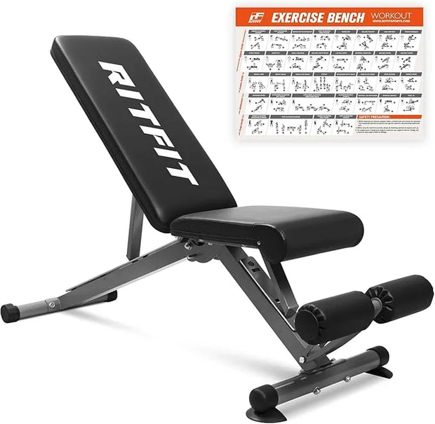 RitFit Adjustable/Foldable Utility Weight Bench for Home Gym 35 Total - Product Image