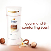 Dove Antiperspirant Deodorant Stick Even Tone Shea Butter & Vanilla Pack of 3 for 48h Odor and Sweat Protection & Skin Res...