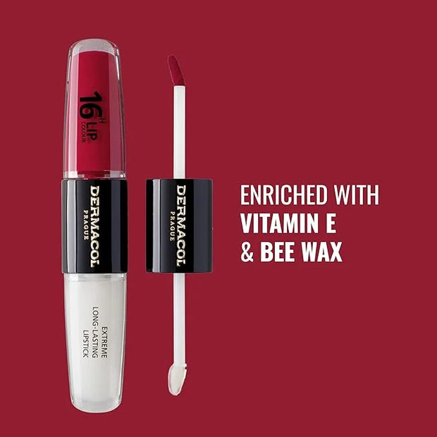 Dermacol NEW 16-Hour Lip Colour, Highly Pigmented Glossy Lip Stain, Two-Phase Lip Plumper Gloss, Kissproof Lip Makeup Prod...