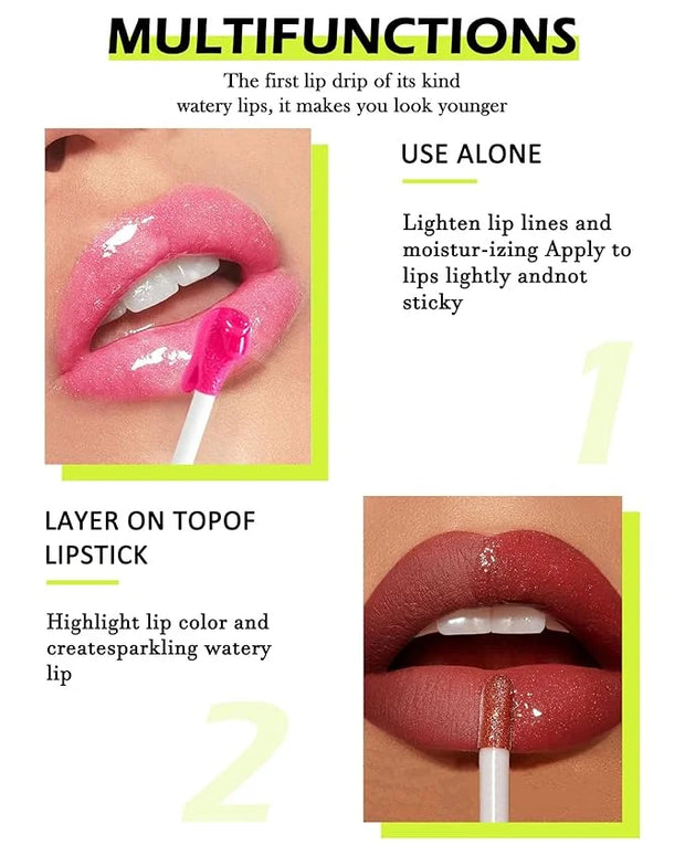 4 Colors Lip Oil Lip Glaze Set,Hydrating Tinted Plumping Lip Gloss,Shiny Glow Reviver Lip Care Oil,Longlasting Non-sticky ...