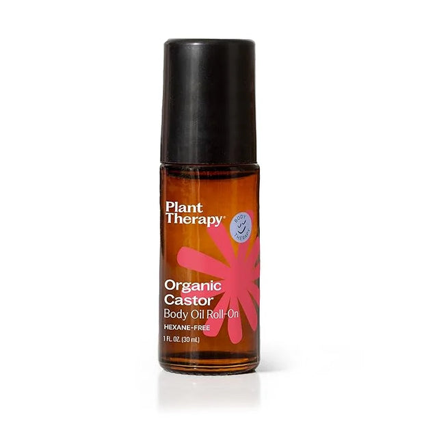 Plant Therapy Organic Castor Oil Roll On 30 mL (1 oz) Convenient Mess-Free Body Oil Roll-on for Easy Application, Cold-Pre...