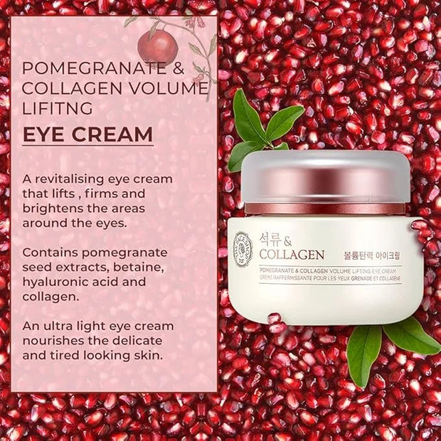 The Face Shop Pomegranate & Collagen Volume Lifting Eye Cream | Ultra-Light Eye Cream for Eye Skin Lifting, Firming & Brig...