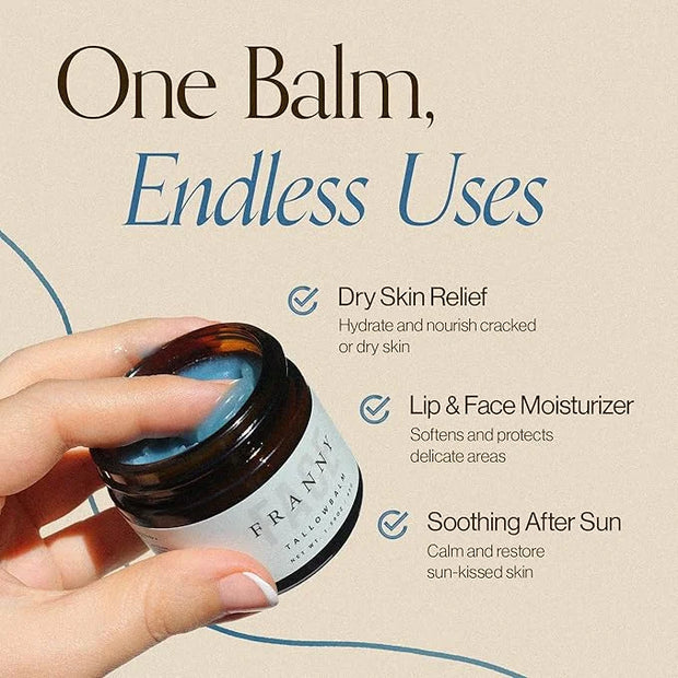 Beef Tallow For Face & Body | Grass Fed & Finished Beef Tallow Balm Infused with Essential Oils (Lavender, Jojoba) | Face ...