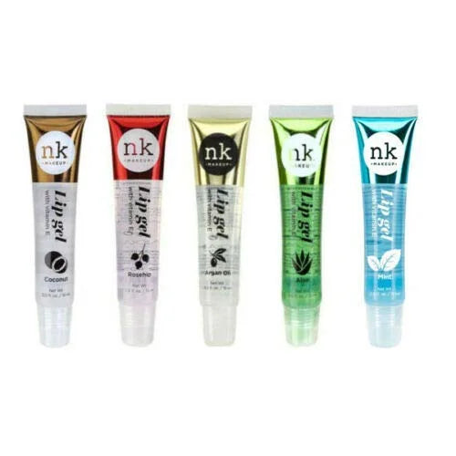 5 PACK NK Lip Gel with Vitamin E Coconut, Rose Hip, Argan, Aloe and Mint Lip Gloss by Nicka K New York - Product Image