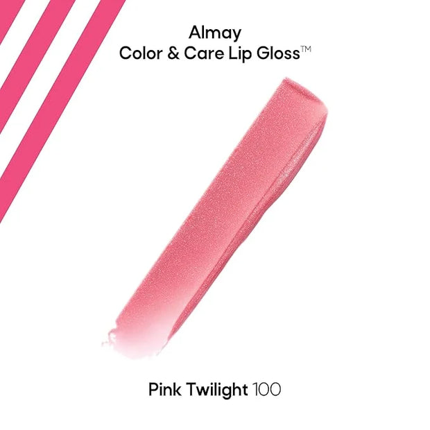 Almay Color & Care Hydrating Lip Gloss, Soft Natural Hues, Prebiotic Complex, Hyaluronic Filling-Sphere Technology, 100 Pi...
