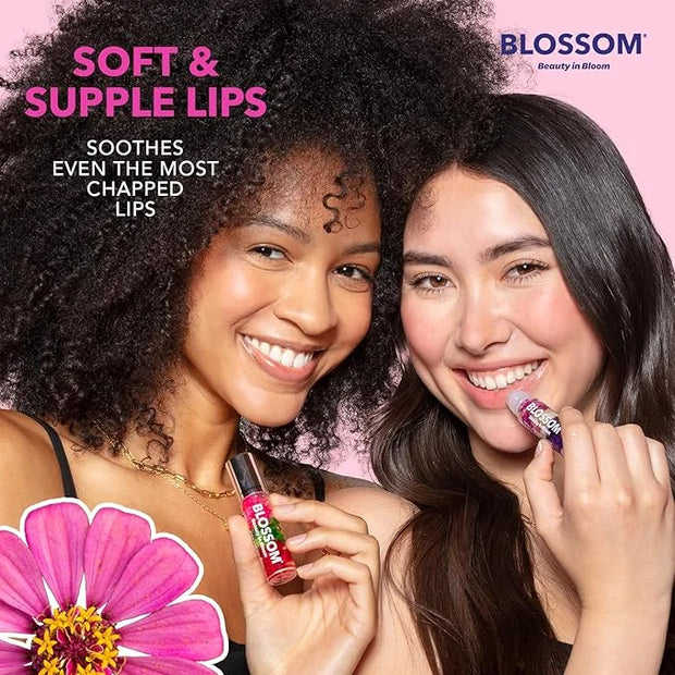 Blossom Roll on Lip Gloss, Scented Clear High Shine Moisturizing Lip Oil, Non Sticky, Infused with Real Flowers, Made in U...
