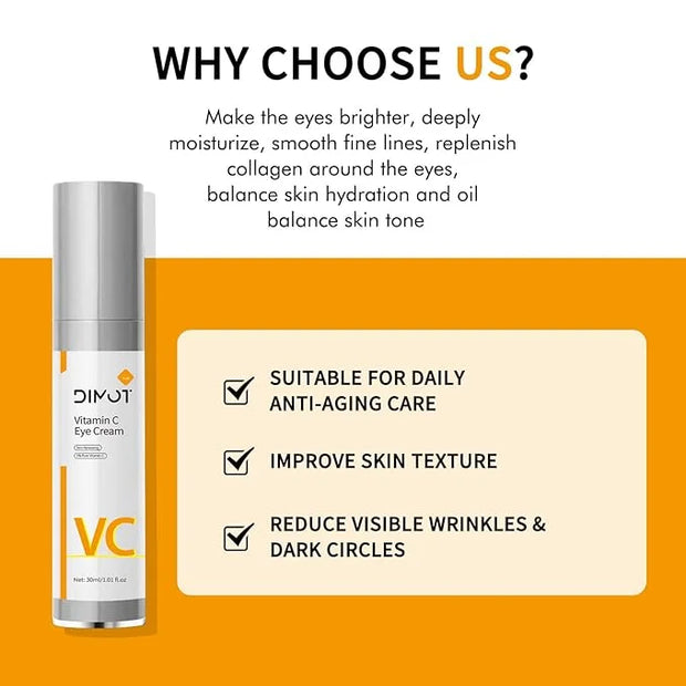 Vitamin C Eye Cream Puffiness Remover Eye Serum Anti-aging & Moisturising Vitamin C Eye Serum Eye Bags Treatment for Men a...