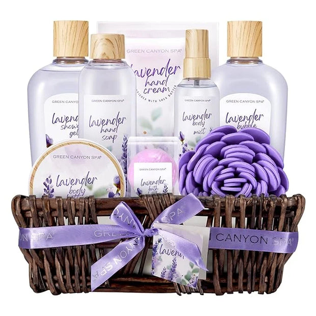 Spa Gift Baskets for Women, 10Pcs Lavender Spa Kit for Women, Bath Gift Set with Bubble Bath,Body Lotion Bath and Body Gif...