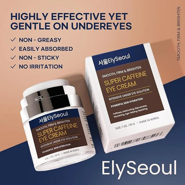 Korean Caffeine Collagen Eye Cream: Puffiness & Dark Circles Under Eye Treatment - Anti-Aging with Peptides & Hyaluronic A...