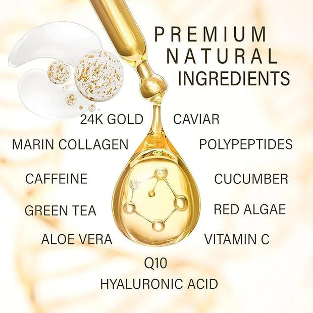 24K ULTIMATE Eye Care Set - Luxurious Anti-Aging Masks & Serum - Effective Under Eye Treatment for Puffiness, Dark Circles...