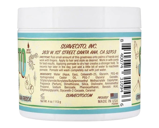 Suavecito Agua Fresca Pomade Firme (Strong) Hold 4 oz, Spring Edition 1 Pack - Medium Shine Water Based Wax Like Flake Fre...