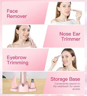 Nose Hair Trimmer for Women 3in1 Facial Hair Removal Trimmers with Storage Base - Waterproof, Portable USB Rechargeable wi...