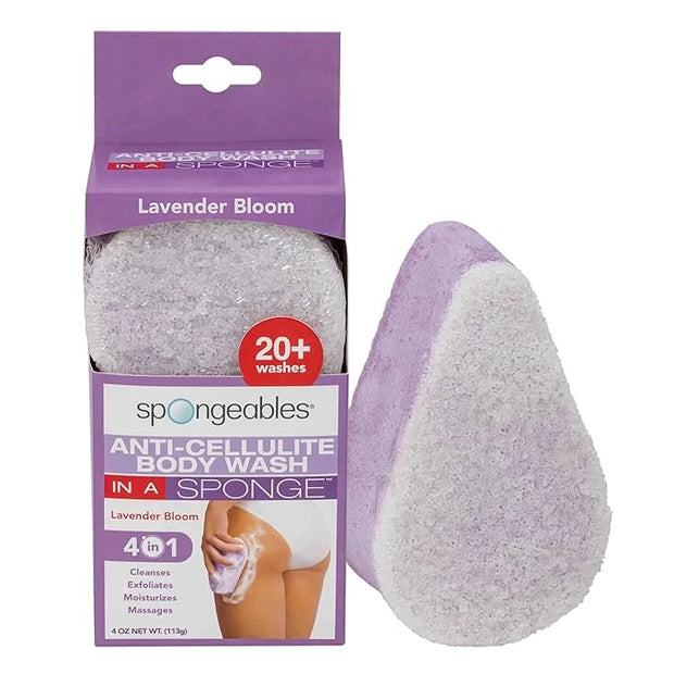 Spongeables Anti Cellulite Body Wash in a 20+ Wash Sponge, Lavender, 1 Count - Product Image