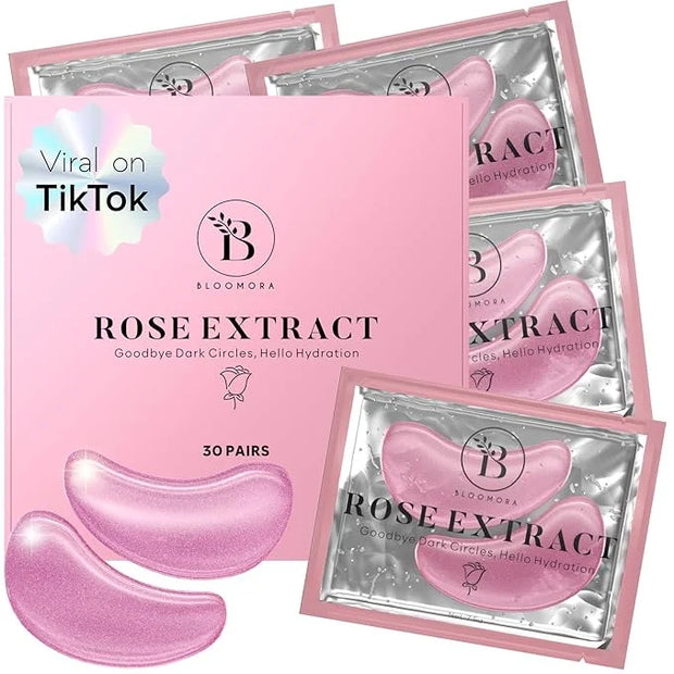 Rose Under Eye Patches (30 Pairs) Under Eye Patches for Dark Circles, Under Eye Patches for Puffy Eyes and Dark Circles, U...