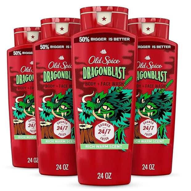 Old Spice Cleansing Body Wash for Men, 3X Defense, 24/7 Shower Fresh with Lasting Scent, 2-in-1 Body & Face Wash, Dragonbl...