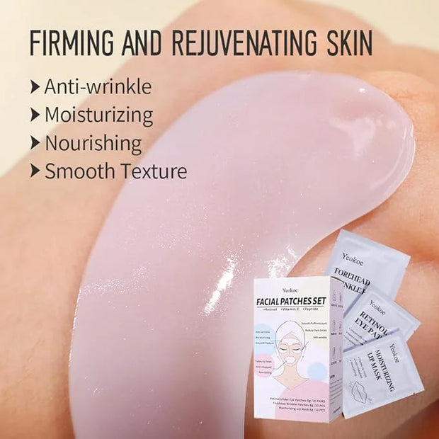 Forehead Wrinkle Patches,Under Eye Patches and Lip Mask 30 PCS. Face Masks Skincare With Retinol Serum For Anti-aging Puff...