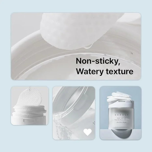 Needly Daily Toner Pad, Exfoliating Facial Pads with BHA & PHA, Deep Hydration, Pore Minimizer for Face, Centella, Tea Tre...