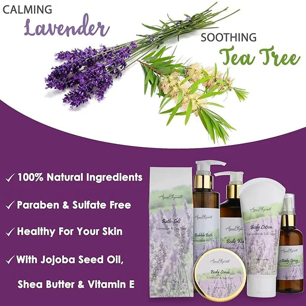 Spa Gift Baskets For Women - Luxury Bath Set With Lavender & Tea Tree Oil - Spa Kit Includes Body Wash, Bubble Bath, Lotio...