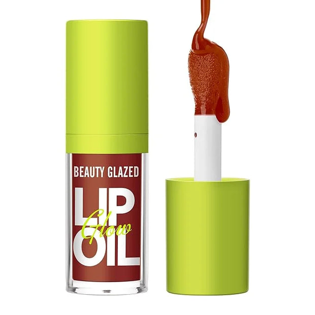 Beauty Glazed Big Brush Head Lip Oil, Ultra-Hydrating & Nourishing, Smooth Glossy Finish Lip Glow Oil, Shiny and Vegan Tin...