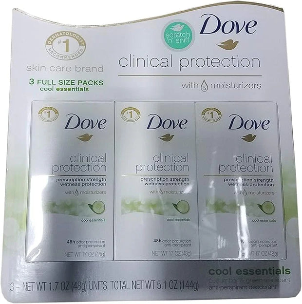 Dove Clinical Protection Cool Essentials Anti-perspirant Deodorant, 1.7 Fl Oz Pack of 3 - Product Image