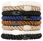 L. Erickson Grab & Go Pony - Classic - 8 Pack Ponytail Holder Hair Ties - Black, White, Beige Neutral Mix - Product Image