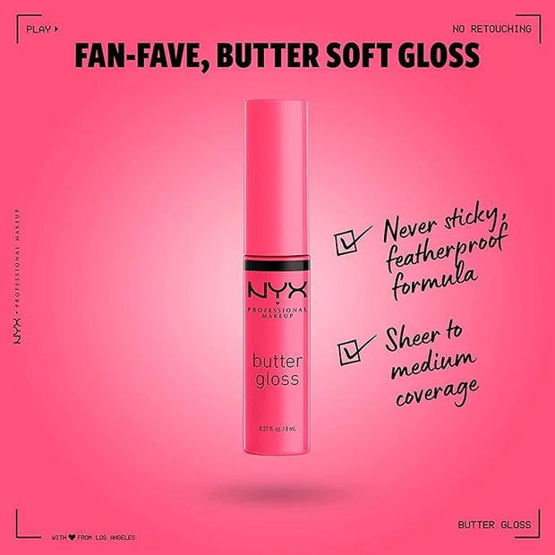 NYX PROFESSIONAL MAKEUP Butter Gloss, Non-Sticky Lip Gloss - Peaches & Cream (Pink Coral) - Product Image