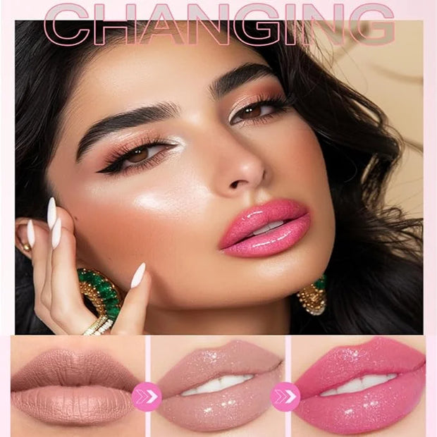 Magic Color Changing Lip Oil, 2024 New Warm Change Moisturizing Lip Gloss Hydrating Lip Oil, New Upgraded Magic Big Brush ...