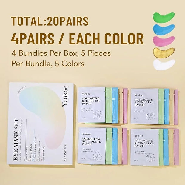 Under Eye Patches for Dark Circles,Eye Mask for Puffy Eyes With Collagen,Retinol,Vitmin C,Hyaluronic Acid and Niacinamide ...