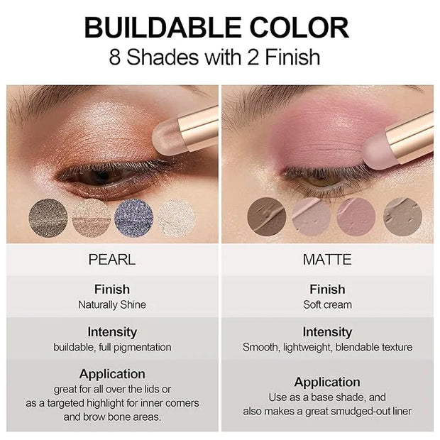 FV Long Lasting Cream Eyeshadow Stick, Waterproof & High Pigmented Eye Shadow Sticks Duo with Blending Sponge, Crease-Proo...