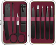Yougai 9 Pcs Tweezers and Nail Clippers Set for Women Facial Hair with Travel Case, Professional Stainless Steel Eyebrow T...
