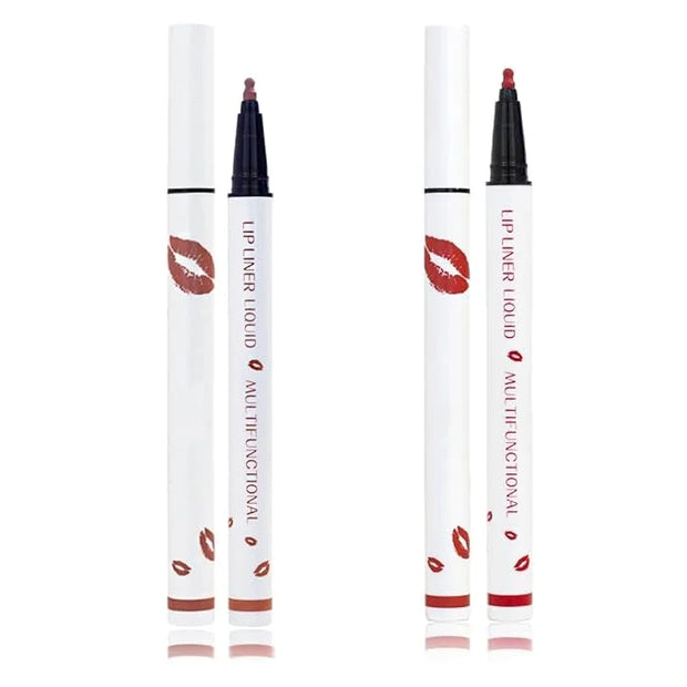 Longwear Liquid Lip Liner, Matte Lip Tint Stain Marker Pen, 2 in1 Liquid Lipstick & Lip Liner Pencil, Long Lasting Waterpr...