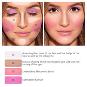Matte Powder Blush Palette, 4 Colors Face Palette with White Highlighter, Brown Contour, Pink & Rose Pink Blush for Cheeks...