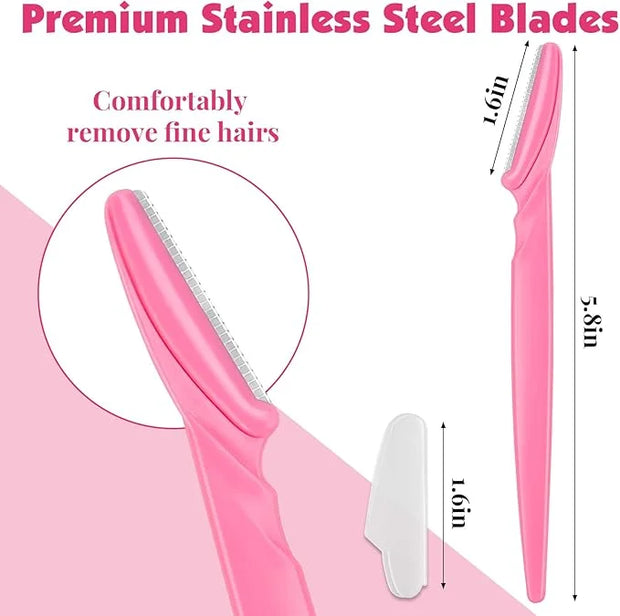 100 Pcs Eyebrow and Face Razors for Women and Men, Multi-Color Hair Trimmers with Protective Covers, Safe and Newbie-Frien...