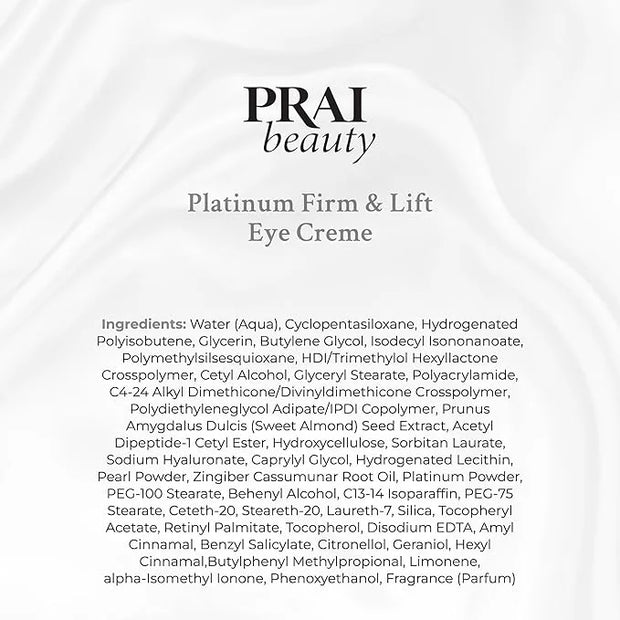 PRAI Beauty Platinum Firm and Lift Eye Creme - Tightening and Firming Eye Cream - Anti-Aging Under Eye Cream - Irritation ...