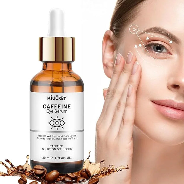 Caffeine Eye Serum with EGCG, 2 PCS 5% Caffeine Solution Reduces Pigmentation and Puffiness, Under Eye Serum for Dark Circ...