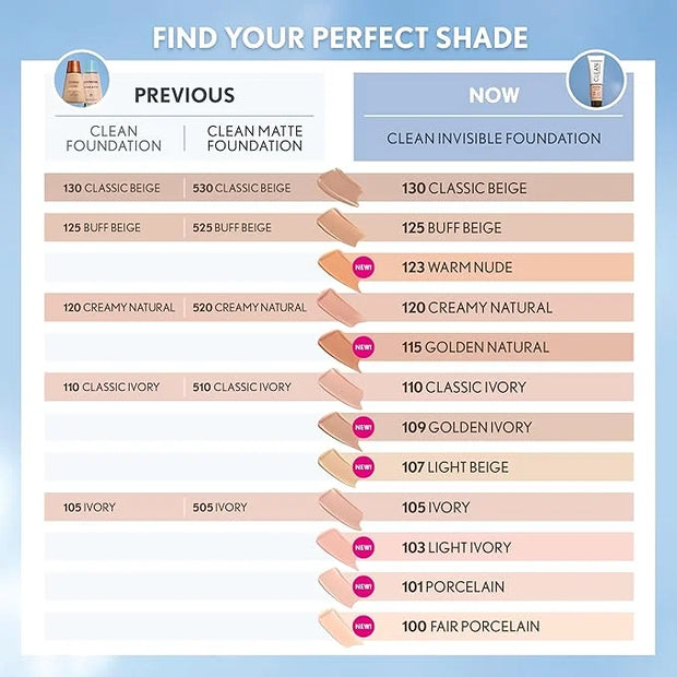 COVERGIRL Clean Invisible Foundation Makeup, Dewy & Glowy Natural Finish, Buildable Coverage, Skin-Like Smooth Look, Vegan...