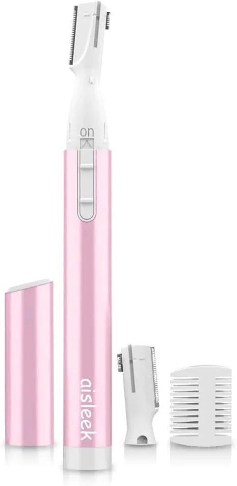 Eyebrow Trimmer, Facial Hair Trimmer Precision Detailer with Rinseable Blade, Battery Powered Double-Sided Eyebrow Razor w...
