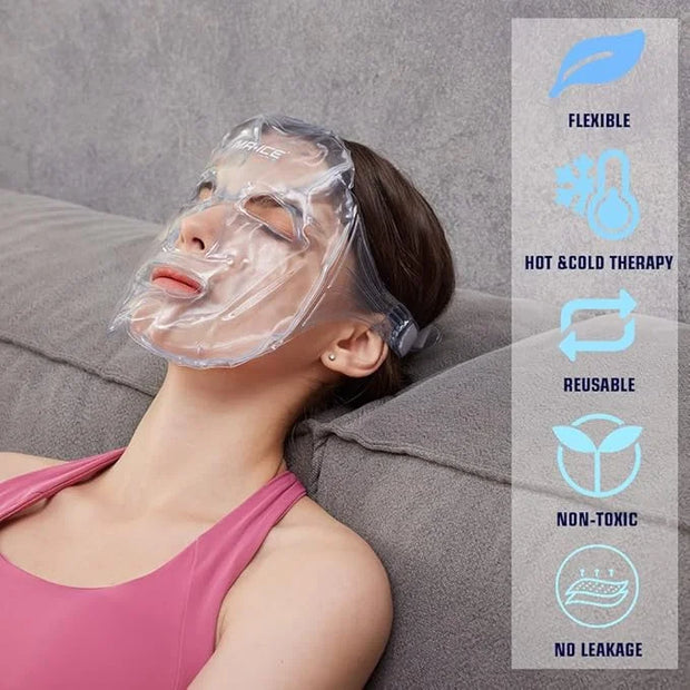MR.ICE Gel Face Ice Pack Mask, 2 Cooling Masks for Face Swelling, ice face mask Reusable Cold Hot Compress for Puffiness, ...