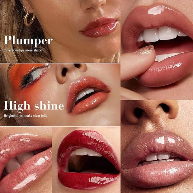 Lip Plumper Gloss Glitter Tinted Plumping Lip Gloss For Women Hydrating Long Lasting Shimmer Moisturizing Glossy Non Stick...