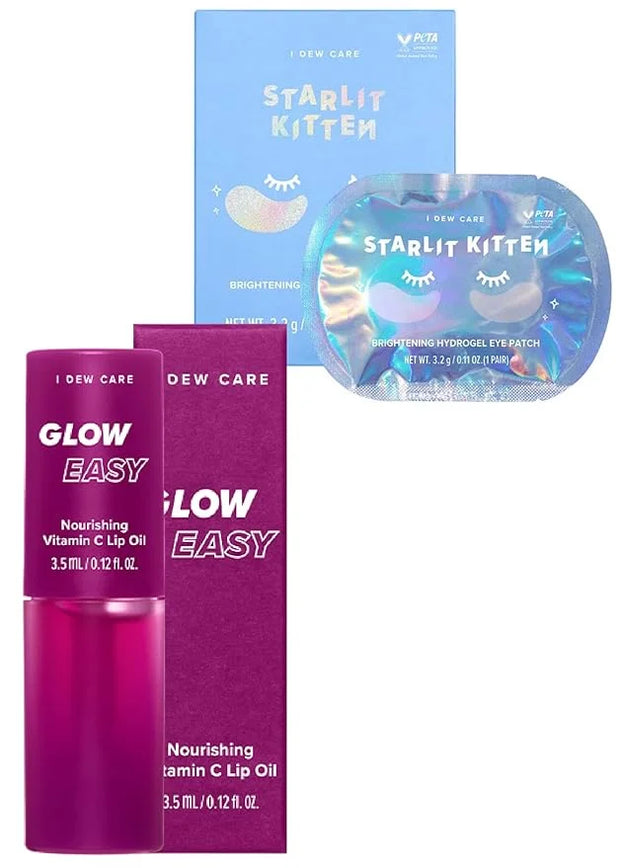 I DEW CARE Hydrogel Eye Patch - Starlit Kitten, 5 EA + Lip Oil Gloss - Glow Easy, 0.12 Fl Oz Bundle - Product Image