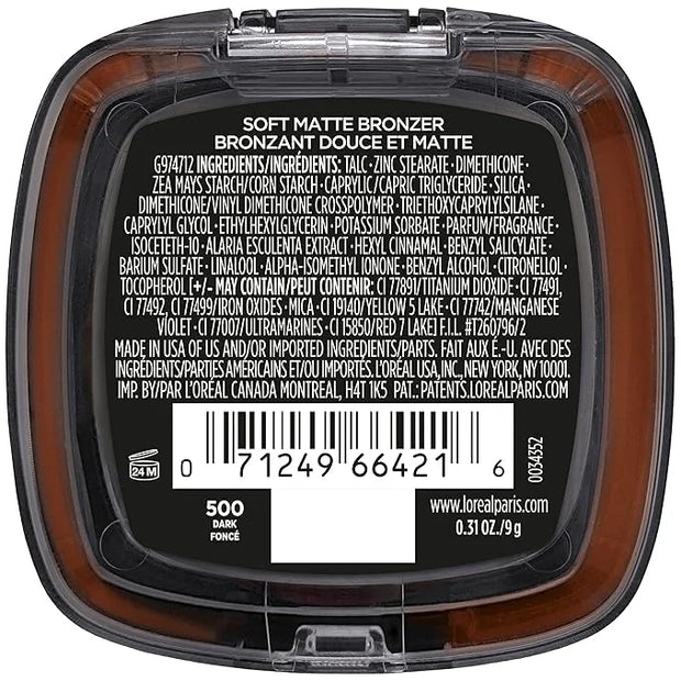 L'Oreal Paris Infallible Up to 24H Fresh Wear Soft Matte Longwear Bronzer. Waterproof, heatproof, Transfer, humidity and s...